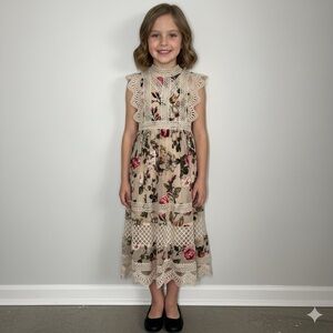 Joyfolie Mia Joy Lace Dress velvet floral in Cream